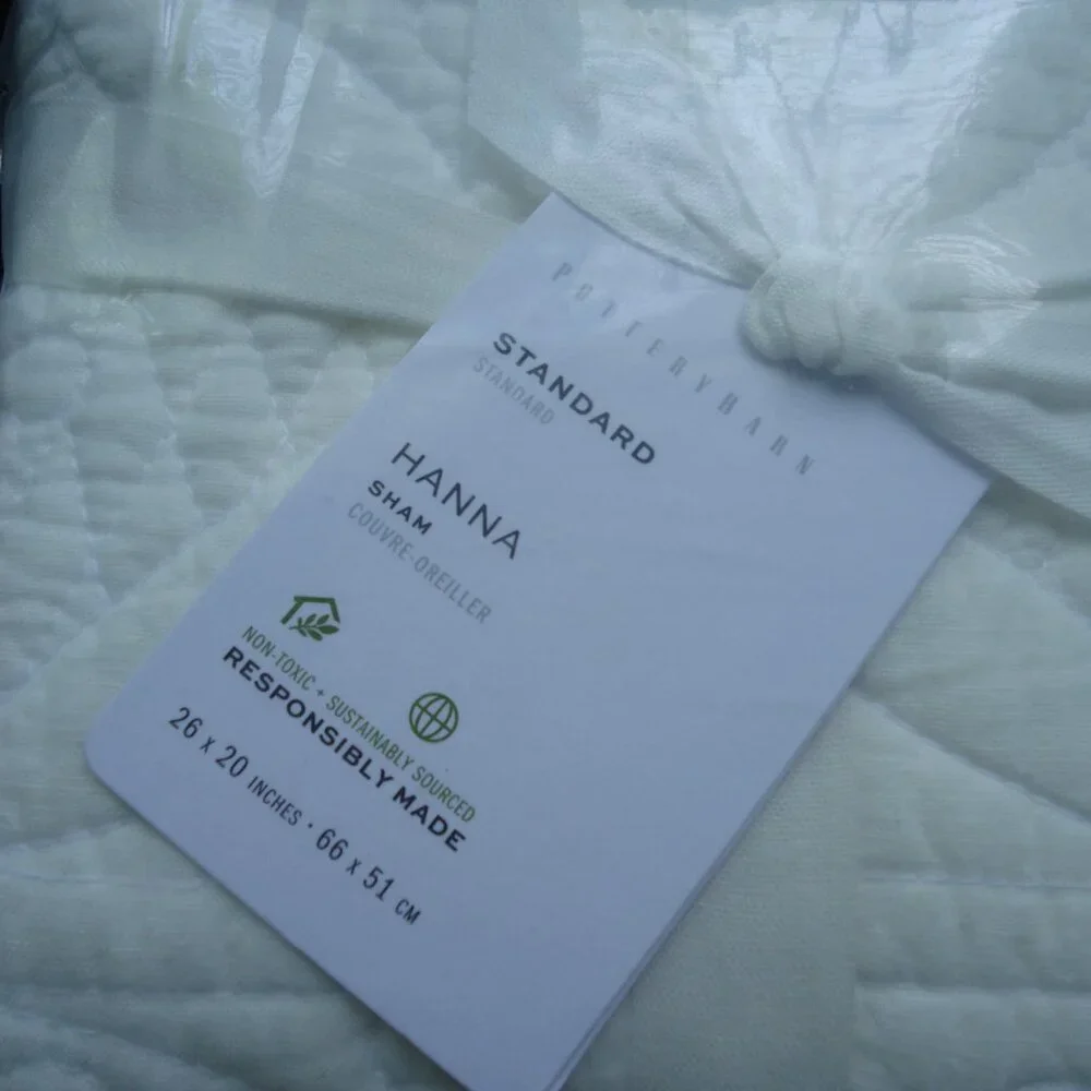 Pottery Barn Pillow Sham HANNA Standard White NWT